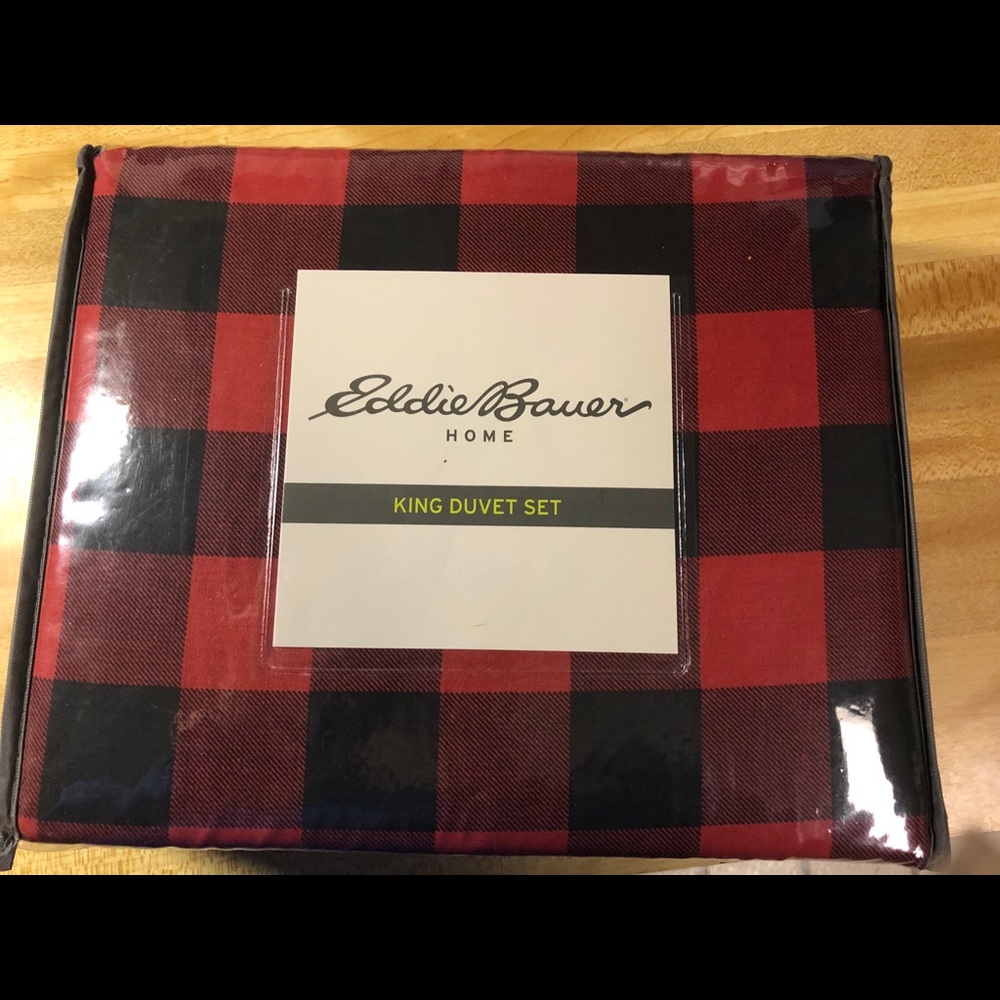 Eddie Bauer King Size Duvet Cover Black & Red